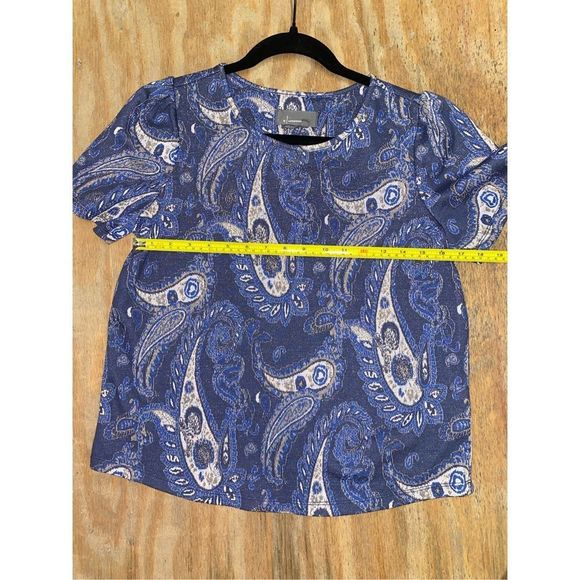 Anthropologie Demeter Paisley Knit Top Sparkly Puff Shoulder, Size Small - Picture 9 of 9